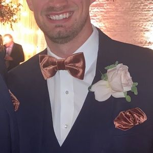 Velvet terracotta bow tie